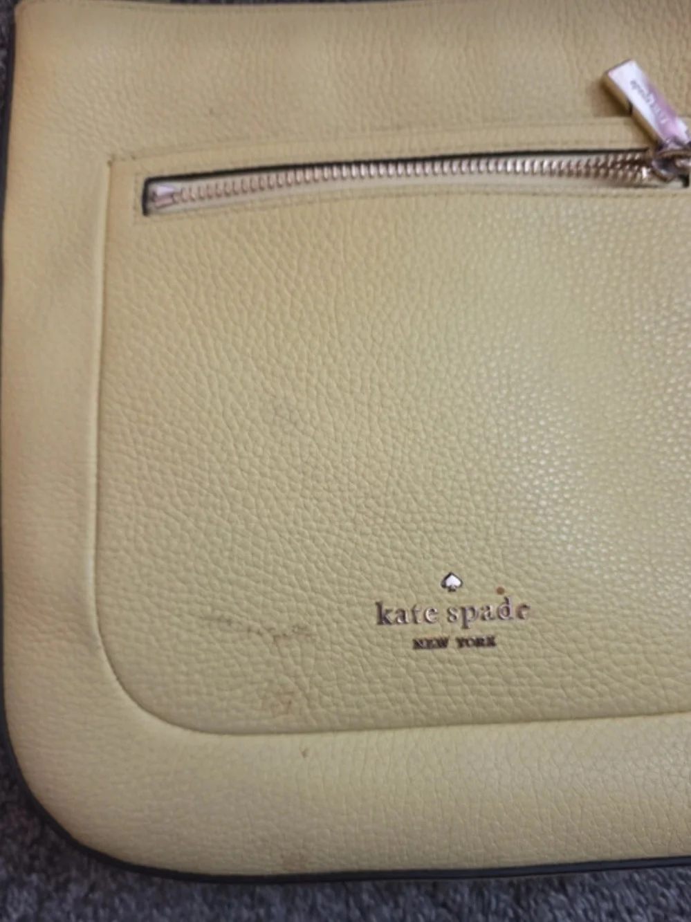 kate spade lemon yellow leather crossbody bag with front zip